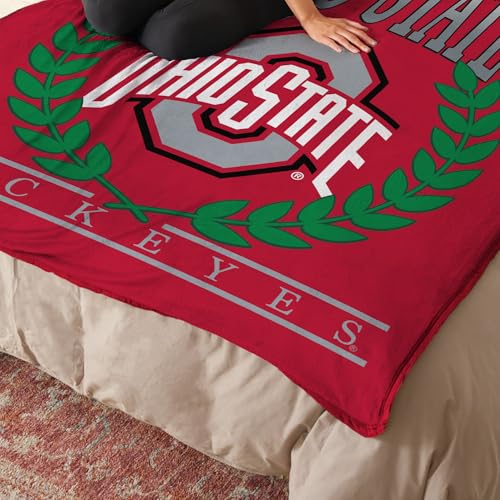 Northwest NCAA Ohio State Buckeyes Silk Touch Throw Blanket - Official NCAA Licensed, Ultra-Soft Fleece | Cozy Game Day Essential for Fans, Unisex Gift, 46" x 60"