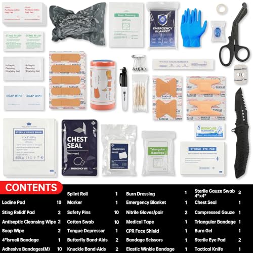 Heltrek Trauma Kit, Compact Tactical IFAK Emergency Survival First Aid Kits Hemostatic Combat Wound Care Molle Pouch with ...