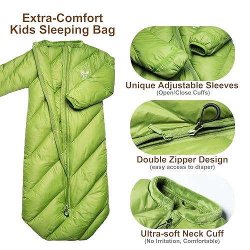 AZITREK T40 Toddler Sleeping Bags Boys Girls | Ages 2-4 | Puffy Kids Sleeping Bag Camping Sleepovers |up to 46 in| Lightwe...