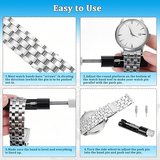 OYWGRICH 2 Pack Watch Link Removal Kit, Watch Repair Tool for Bracelet Adjustment and Replacement, Pin Remover for Sizing ...