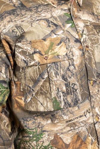 Realtree Men’s Long Sleeve Button Down Camp Shirt – Midweight, Cotton, Breathable Outdoor Shirt for Hunting and Fishing