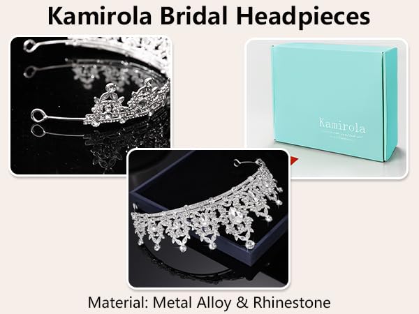 Kamirola Tiaras and Crowns for Women,Tiaras Earrings Necklace, Crystal Bridal Jewelry Set, Costume Party Halloween Prom Pa...