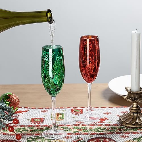 MyGift Modern Stemmed Rose Gold Champagne Flute Set of 6, Bridesmaid and Wedding Toasting Glasses, Prosecco Wine Glass, Mi...