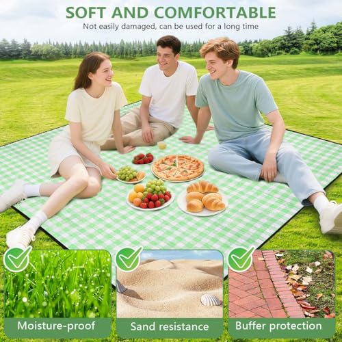 OBTANIM Extra Large Picnic Blanket 80 x 80 Inch Waterproof Foldable Beach Blankets Outdoor Picnic Mat for Camping Grass La...