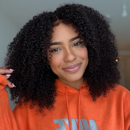 MISSJAY Kinky Curly Half Wig Human Hair 18 Inch 3 In 1 Seamless Flip Over Half Wigs 200% Density Beginner Friendly Drawstring Headband Wig Wear And Go Glueless Wigs for Women
