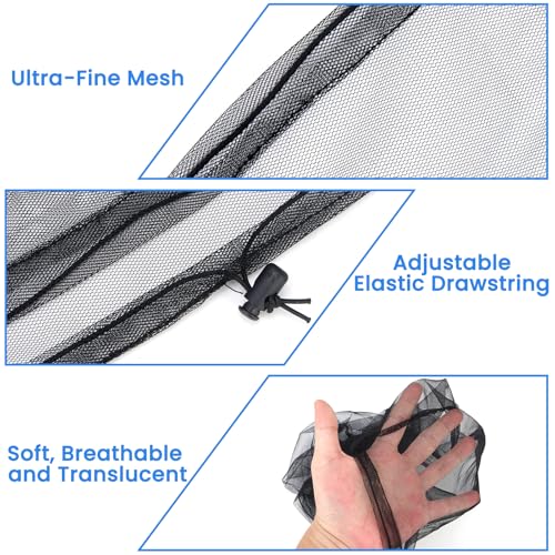 GuoluvSoo 2 Pack Mosquito Head Nets with Drawstring - Ultra Large & Extra Long, Premium Breathable Bug Net for Head, Unive...