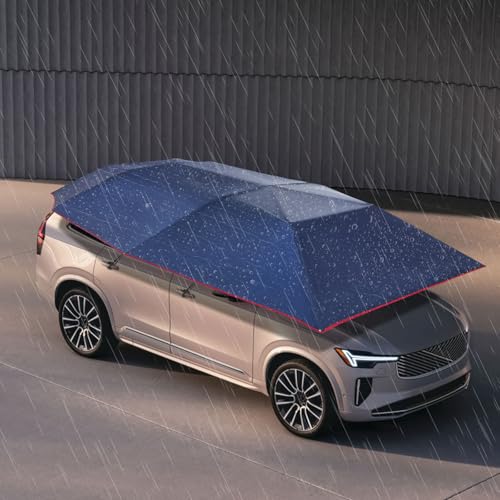 Car Cover Tent 13.78 x 7.2 ft Semi-Automatic Car Shade Canopy Removable Cars Awning Waterproof Sun-Proof Car Umbrella for ...