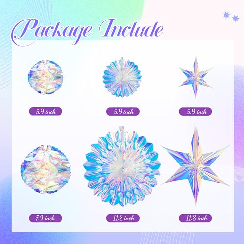 BTSD-home Iridescent Party Decorations with Hanging Honeycomb Ball Decorative Paper Fan Snowflake Garlands Birthday Weddin...