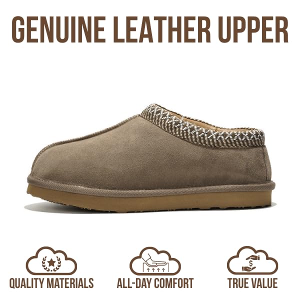 Project Cloud Mens Slippers 100% Genuine Leather with Australian Shearling Lining & Memory Foam Insole Outdoor & House Sli...