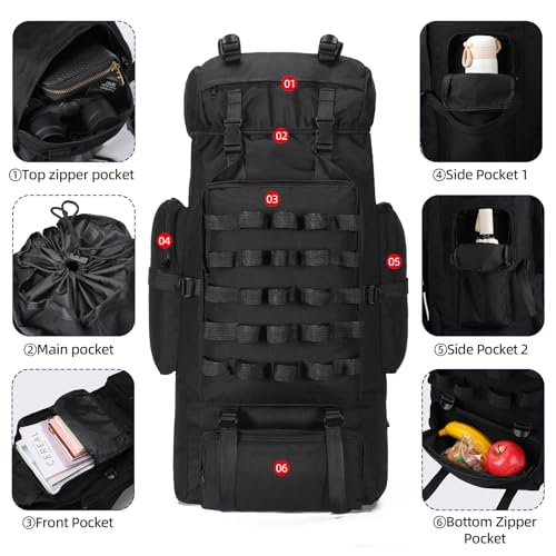 LibSkyln 70L Camping Hiking Backpack with Rain Cover, Waterproof Molle Rucksack for Men, Backpacking Backpack for Trekking...