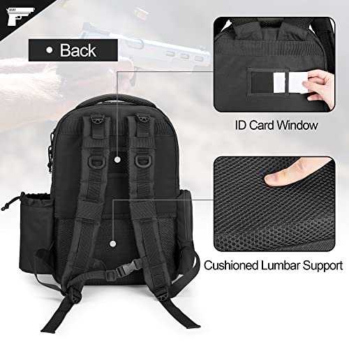 GOBUROS Tactical Pistol Backpack for 4 Handguns and 12 Mags, Gun Range Backpack with TSA Lock and Padded Shoulder Straps, ...