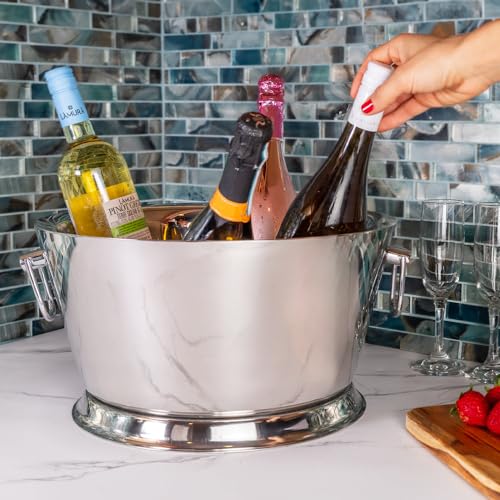 Sol Living Insulated Beverage Tub Large Ice Bucket with Handles Double Wall Stainless Steel Ice Bucket and Cooler for Win...