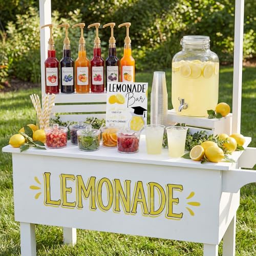Jingmore 43 Pcs 2026 Graduation Lemonade Stand Complete Accessories Kit Lemon Bar Sign Class of 2026 Jar Drink Station gla...
