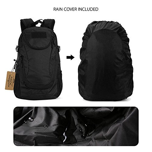 ArcEnCiel Motorcycle Backpack Tactical Military Bag for Outdoor Hiking Camping Trekking - Rain Cover+Patch Included