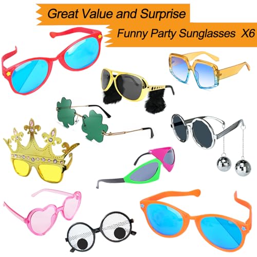 Bulk Large Premium Photo Booth Props Set for Adult Teens, Funny Hats and Large Glasses, Crystal Crown, Inflatable, Card Cu...
