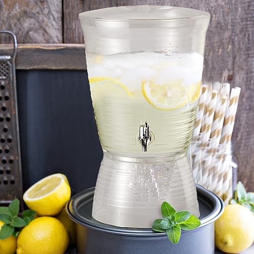 Tioncy 2 Pcs Acrylic Beverage Dispenser with Spigot 2.7 Gallon/ 10 l Clear Drink Water Dispenser Countertop with Detachabl...