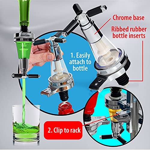 Wyndham House Liquor Dispenser - 4-Bottle Drinks, Alcohol Station - Wall-Mounted Cocktail Tap, Push-Release Valves, Rubber...