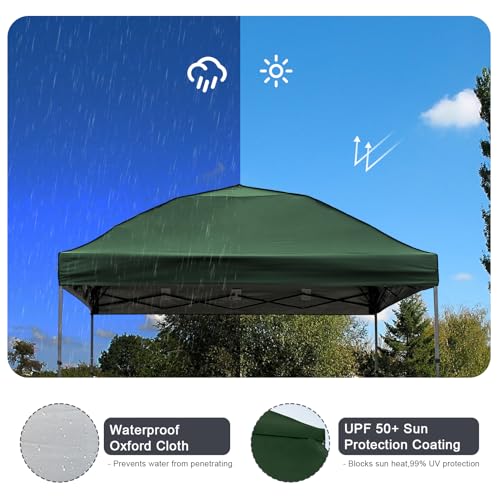 10x10 Pop Up Canopy Tent with 2 Sidewalls, Easy Up Canopy Outdoor Party Sun Shade Tent Portable Gazebo for Beach Camping E...
