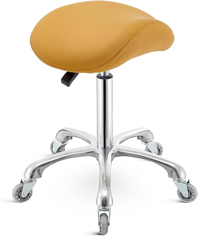 Nolasalon Saddle Stool Chair with Wheels,Ergonomic Swivel Rolling Height Adjustable for Salon Beauty Clinic Dentist Tattoo Home Office