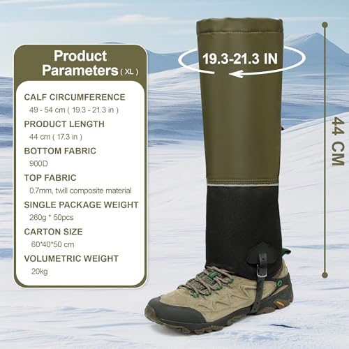 HZSMART Leg Gaiters for Men Women - Waterproof Winter Hiking Gear Upgraded TPU, Wide Size Compatibility & Reflective Strip...