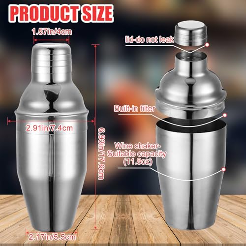 Nitial 6 Pcs Bar Cocktail Shaker Professional Stainless Steel Martini Drink Mixer with Built-in Strainer for Bartending No...