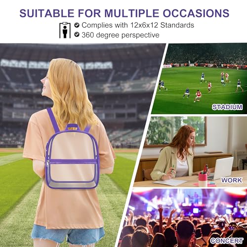 Oraben Small Clear Backpack for Stadium Events Clear Stadium Backpack 12x6x12 Bag Clear Mini Backpack for women Concert Ou...