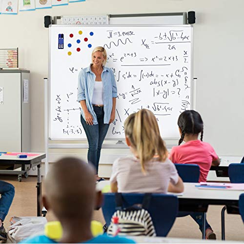 H-Qprobd 60"x48" Mobile Whiteboard Double-Sided Magnetic Dry Erase Board on Wheels - Comercial Rolling White Boards with S...