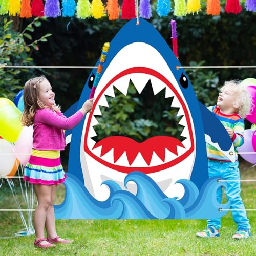 Shark Party Decorations Photography Backdrop Blue Shark Photo Booth for Boys Girls Under The Sea Theme Party Background Ba...