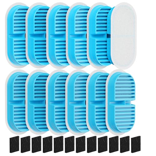 TOONIOOS Cat Filter Set: 24 Filters (Includes 12 Carbon + 12 Sponges) for TOONIOOS W2 Cat Water Fountain - 6 Month Supply