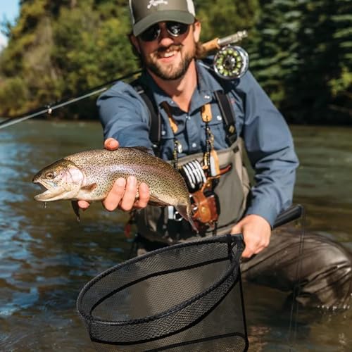 SANLIKE Fly Fishing Net, 24.6 Inch Soft Silicone Catch and Release Fly Fishing Net with Durable Lanyard, Portable for Trou...