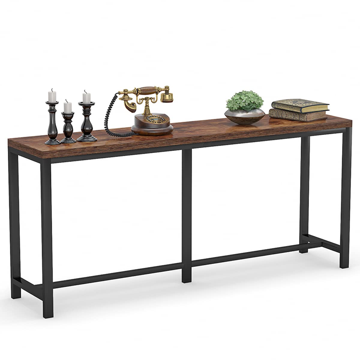 Tribesigns 70.9 inch Extra Long Console Table Behind Couch, Easy Assembly Sofa Table for Living Room Small Space, Rustic Industrial Narrow Entryway Hallway Table (Brown)