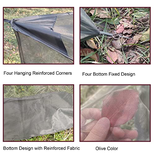 Aventik No-See-Um Premium Rectangular Camping Mosquito Net, The Ultra-Fine Mesh Olive-Green Easy to Carry&Easy Installatio...