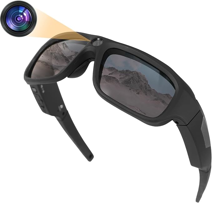 JJPOBYL 4K Sport Camera Sunglasses, 2160P FHD Sports & Action Video Cameras for Outdoor Sports (64GB TF Card Included)