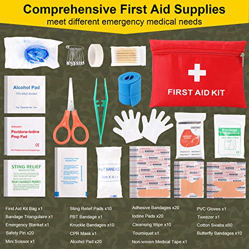 Survival First Aid Kit, 248PCS Survival Tools Camping Essentials Tactical Gear Emergency Trauma Medical Supplies Packed in...
