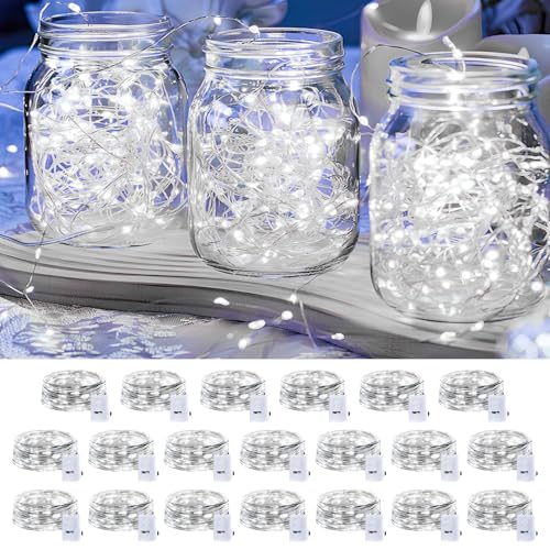 20 Pack LED Fairy Lights Battery Operated,7FT 20 LED Waterproof Mini Twinkle String Lights Battery Powered for Christmas M...