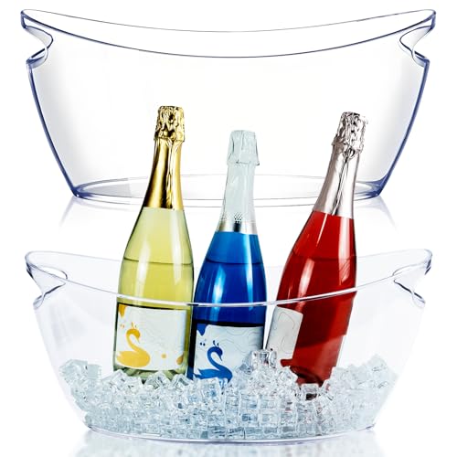 Seuqhck 2 Pack Ice Bucket, 5.5L Small Ice Buckets Clear Beverage Tub for Champagne Beer Sparkling Wine Cocktails, Parties,...