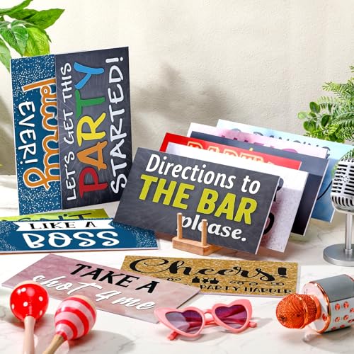 Beeveer 24 Designs Photo Booth Props for All Occasions Photo Booth Sign Decorations for Various Party Double Sided 11.02x...