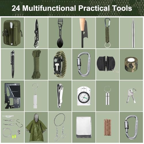 MH MYLUNE HOME Tactical Survival Calendar - 24 Days Xmas Countdown Advent with Waist Pack, Fire Bellows & Poncho | Premium...