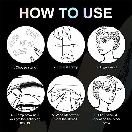 Eyebrow Stamp Stencil Kit - Eye Brow Stencil Kits with Eyebrow Blush, Long-lasting Waterproof & Smudge-Proof Eyebrow Shaping Kit with 24 Reusable Eyebrow Stencils for Perfect Brow (Dark Brown)