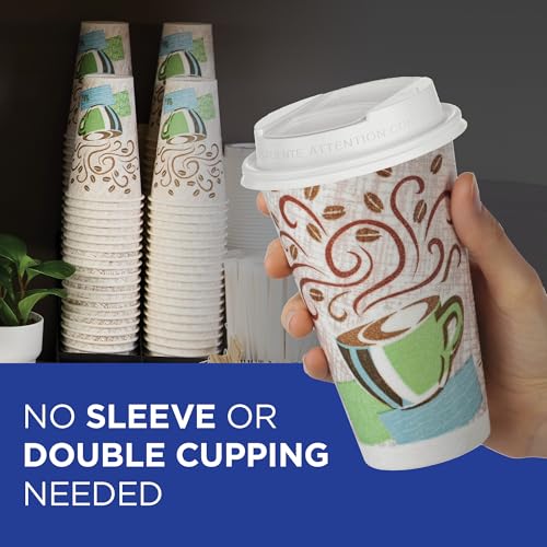 Dixie PerfecTouch 12 oz Paper Coffee Cups By GP PRO, Coffee Haze Design, 500 Count (25 Disposable Cups Per Sleeve, 20 Slee...