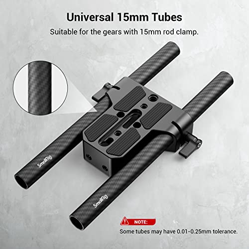 SmallRig 15mm Carbon Fiber Rod for 15mm Rod Support System (Non-Thread), 8 inches Long, Pack of 2