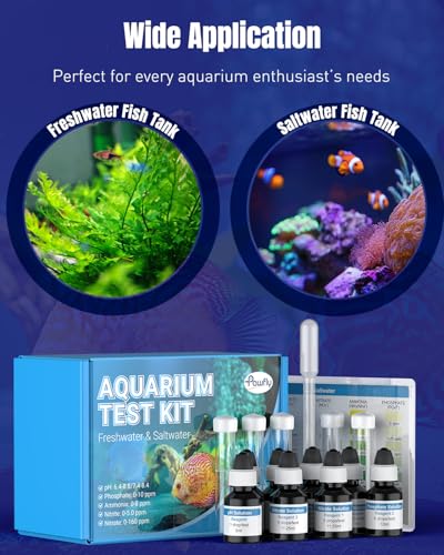Pawfly 5 in 1 Aquarium Water Master Test Kit, Aquarium Water Test Kit Fish Tank Water Testing Kit for pH Nitrite Nitrate A...
