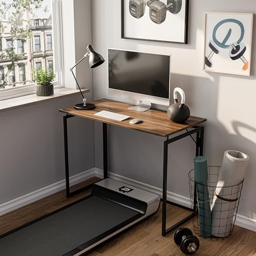 alawooder Folding Desk - 31.5" Wood Top Foldable Desk for Small Spaces | No Assembly Required Compact Desk for Home Offic...