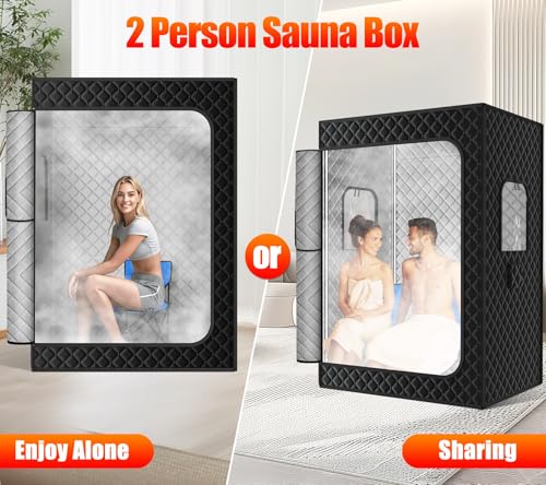 X-Vcak 2 Person Sauna, Extra Large Sauna Box, Portable Steam Sauna Tent with 2 Steamers, 2 Folding Chair, 71”x 49”x 36”, B...