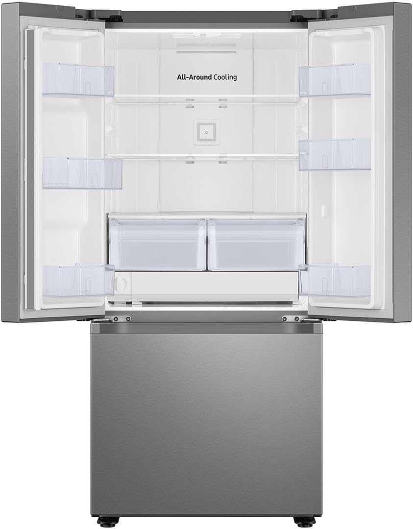 Samsung 22 cu. ft. Smart 3-Door French Door Refrigerator with External Water Dispenser, Stainless Steel, RF22A4221SR/AA