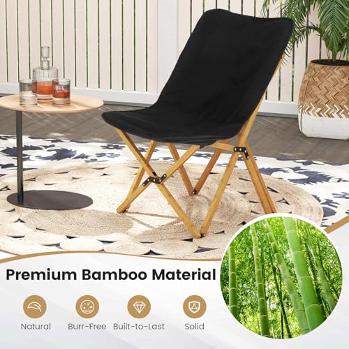 Tangkula Camping Chairs 2 Pack, Portable Folding Lawn Chair with Solid Bamboo Frame, Ultralight Canvas Seat, Back Pocket, ...