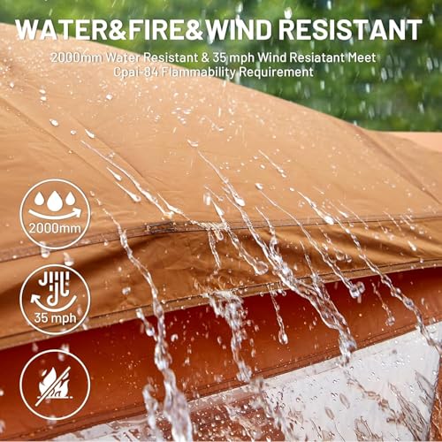 TIMBER RIDGE Camping Tent, 4 Person Instant Pop Up Hub Tent with 8 Windows, Easy 60 Second Setup, Weather Resistant Family...