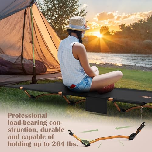 G2 Foldable Camping Cot, Durable Travel Tent Cot, Ultralight for Backpacking, Summer Hiking, Mountaineering, Max Loading C...