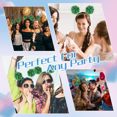 WY LIGHTING LEVEL Pom Pom Headbopper Fun Festive Headwear Foil Strips Tinsel Fashion Hair Hoop Fluffy Ball Headband Fancy ...