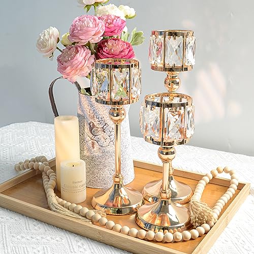 Set of 3 Cup Crystal Tealight Candle Holders, Centerpieces for Table Wedding Centerpieces Crystal Decorative Tealight Cand...